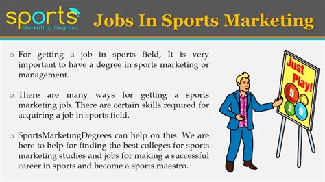 Marketing sports jobs. The JobCenter. Use our JobCenter to quickly find new job opportunities posted by teams, leagues, athletic departments, media properties, and other types of employers. Search the employer directory and post your personal profile to gain visibility. Search thousand of sports industry and health and fitness industry jobs! 