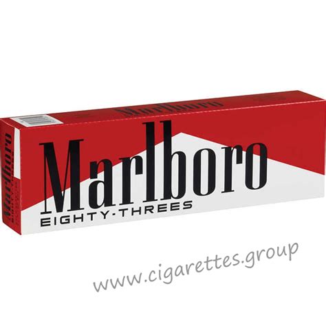 Marlboro eighty threes. Marlboro 83's are just a longer sized Marlboro Red. My only complaint with the 83's is that the filter is a bit more harder to drag through. If you want the strongest possible Marlboro, pick up a pack of the regular box (shorter ones) and you will be able to get considerable more smoke out of them. 2. Reply. 