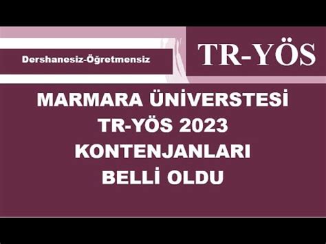 Marmara üniversitesi yös kontenjanları 2018