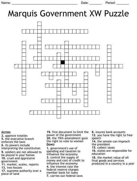 Marquis inferior crossword clue. Marquis's superior. Crossword Clue Here is the solution for the Marquis's superior clue featured on January 1, 2007. We have found 40 possible answers for this clue in our database. Among them, one solution stands out with a 95% match which has a length of 4 letters. You can unveil this answer gradually, one letter at a time, or reveal it all ... 