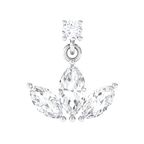 Marquise Cut Moissanite Lotus Flower Drop Helix Earring