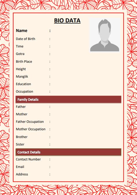 Marriage Bio Data Word Format