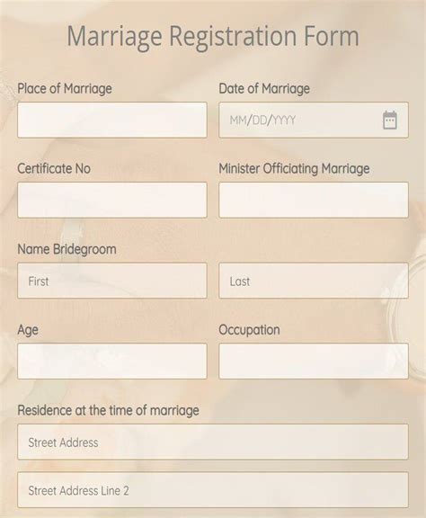 Marriage Registration Form Template 123FormBuilder