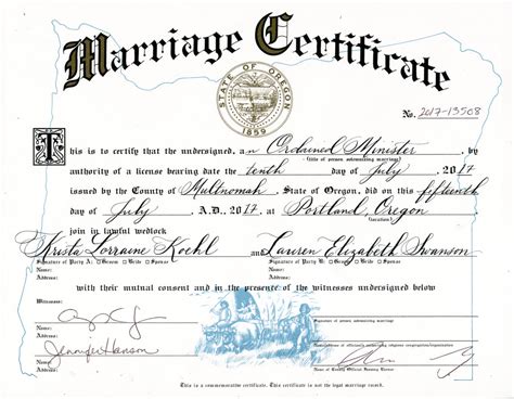 Marriage in Oregon. To get married in Oregon, couples must apply for a marriage license at any county clerk’s office. Most counties prefer that you complete the marriage license application online. They can also provide you a paper application upon request.. 