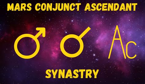 Mars ascendant synastry. An isolated synastry reading, on its own, can be deceiving. It’s best to first look at the natal charts, separately, to avoid any confusion.: All aspects are important in a synastry reading, but the basics (Sun, Moon, Ascendant, Venus, Mars, Saturn, and Jupiter) are the best indicators of a successful marriage. 