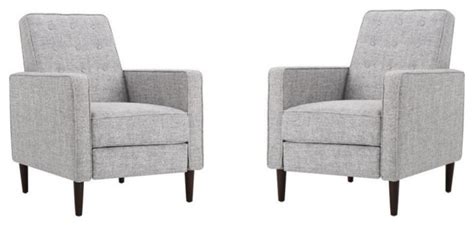 Marston Mid-Century Modern Button Tufted Fabric Recliner, Set ... - Houzz