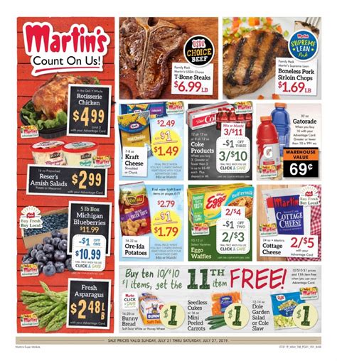 View the menu for Martin's Super Market and restaurants in South 