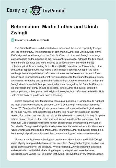 Martin Luther And The Reformation Essay - 823 Words Bartleby