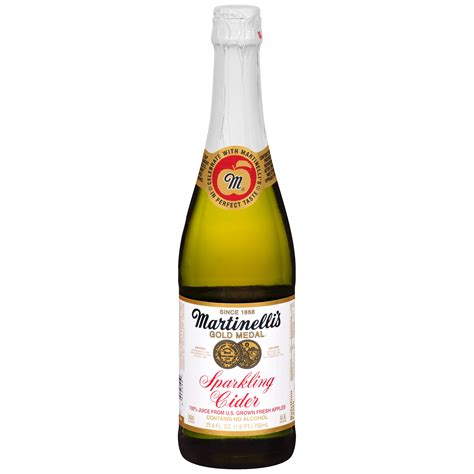 Martinelli's - Martinelli's Testy Gold Medal Sparkling Apple Cider, 8.4 oz each bottle Pasteurized 100% pure carbonated apple juice from U.S. grown fresh apples, vitamin C, no water or alcohol, no concentrates, no sweeteners or chemical preservatives. 