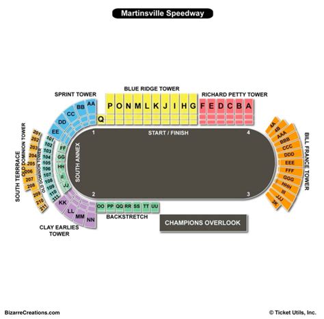 Martinsville seating chart. pMartinsville Speedway(1) Pit RoadMartinsville Speedway(1) SOUTH ANNEX FFMartinsville Speedway(1) Turn FourMartinsville Speedway(1) Schedule & More Tickets ». Photos at Martinsville Speedway View from seats around Martinsville Speedway. 