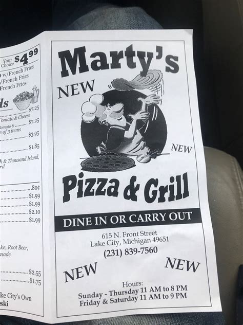 Martys Pizza And Grill - Home - Lake City, Michigan