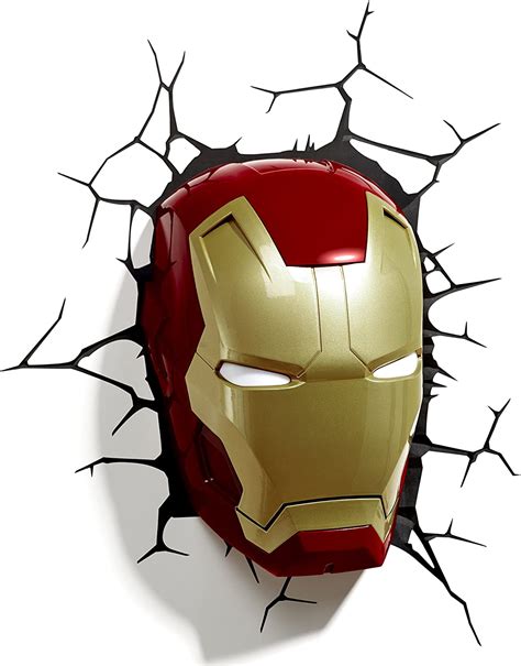 Marvel Iron Man Mask 3D Wall Light : Amazon.co.uk: Lighting