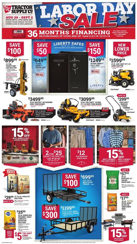 Browse the current Tractor Supply Weekly Ad, valid August 3 – August 18, 2023. Save with this week Tractor Supply Ad Sale, and get the limited time savings on tractor parts, lawn mowers, storage items, power tools, sporting goods, home decor, and furniture. Receive $5 off a future $50 purchase when you shop online and […].