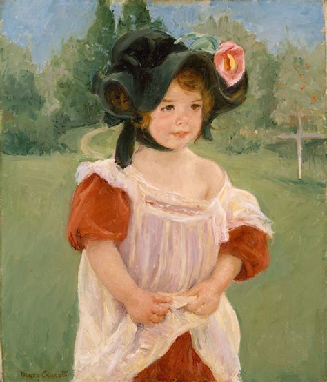 Cassatt and her family spent the summer of 1880 at Marly-le-Roi, about ten miles west of Paris. Ignoring the village’s historic landmarks in her art, Cassatt focused instead on the domestic environment. Here, she portrayed her elder sister, Lydia, fashionably dressed and insulated by a walled garden from any modern hurly-burly.. 