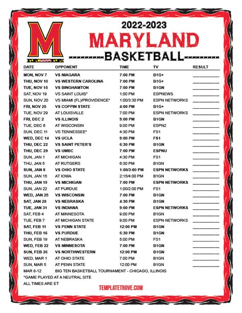 Nov 7, 2023 · The official 2023-24 Men's Basketball schedule for the . The official 2023-24 Men's Basketball schedule for the ... Maryland. Nov 7 (Tue) L, 53-68. College Park, MD. . 
