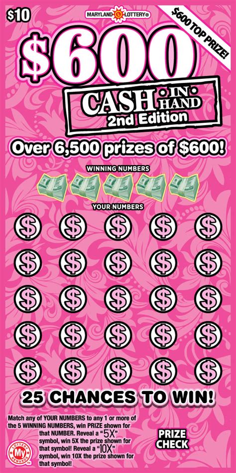 Feb 21, 2022 · Prizes Remaining. Prize Amount Start Remaining; $2,000,000: 5: 1: ... See All Scratch Offs. ... Players must be at least 18 years old to play all Maryland Lottery ... . 