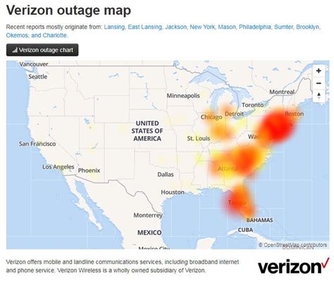 User reports indicate no current problems at Verizon. Verizon offers mobile and landline communications services, including broadband internet and phone service. Verizon Wireless is a wholly owned subsidiary of Verizon. I have a problem with Verizon.. 
