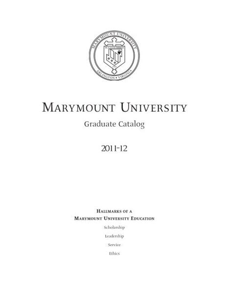 Marymount University 2009-10 Graduate Catalog