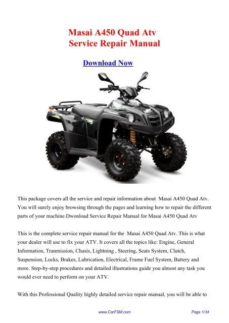 Masai 450 quad service repair workshop manual. - Hollywood standard theplete and authoritative guide to script format and style.