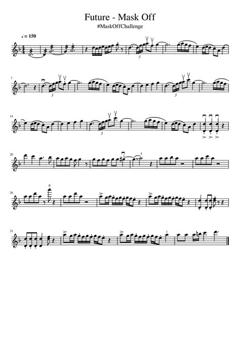Mask Off Free Sheet Music by Future for Duet Noteflight.