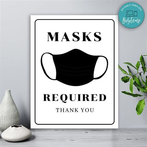 Masks Required Business Window Poster Sign Digital File Printable Createpartylabels