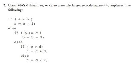 Masm assembler.  ﻿Using MASM directives, write an assembly language May 2, 2025 · Visual...