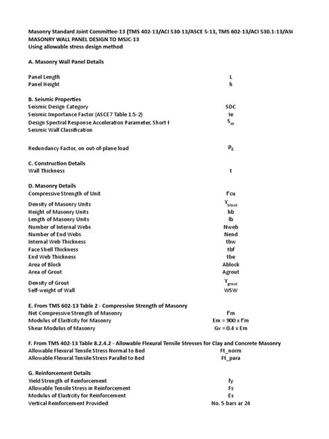 Masonry Wall Panel Design PDF Masonry Young