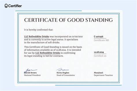Mass Certificate Of Good Standing