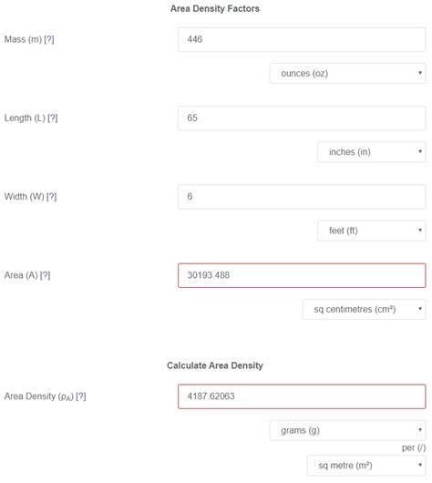 Mass and Length x Width to Area Density Calculator - SensorsONE