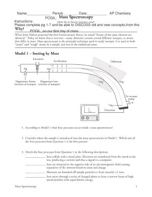 Mass spec pogil. In the next section, a review of the literature on students’ misconceptions about mass and weight and POGIL as a constructivist-based teaching approach are provided. 2 Background. In the Malaysian science syllabus mass and weight are physics concepts included in Form 1 science. As stated in the Form 1 science curriculum … 
