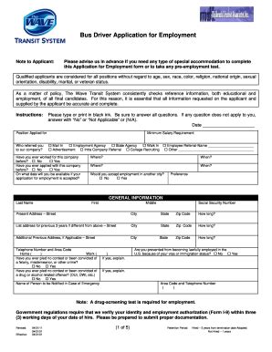 Massachusetts Employment Application for Bus Driver Bus Driver