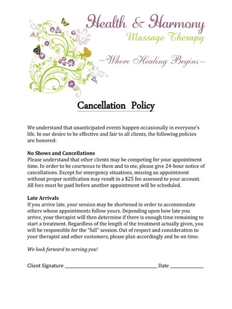 Massage envy cancellation policy. A solid cancellation policy should be easy to enforce. To create a great cancellation policy: Make the guidelines clear and simple. Keep a professional tone. Post the policy on your website. Build the policy into your client intake forms . Cancellations happen, and how you handle them is part of building strong client relationships. 