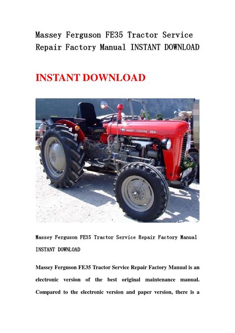 Massey ferguson fe35 tractor service repair factory manual instant download. - Wo warst du, adam? und erzählungen..