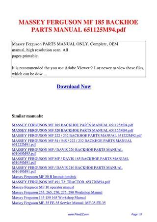 Massey ferguson mf 185 backhoe parts manual 651125m94. - Handbook of process algebra by j a bergstra.