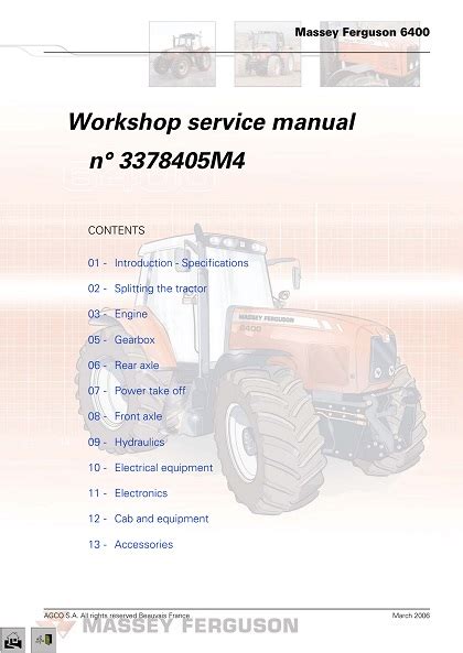 Massey ferguson mf6400 series factory repair manual. - Nyc mta exam 4700 study guide.