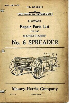 Massey harris manure spreader repair manuals. - Madame alexander collectors dolls price guide no 22.