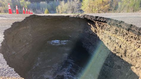 Massive sinkhole on Colorado 133 north of Paonia shuts down the roadway