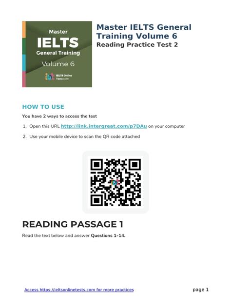 Master IELTS General Training Volume 6 Reading Practice Test 2