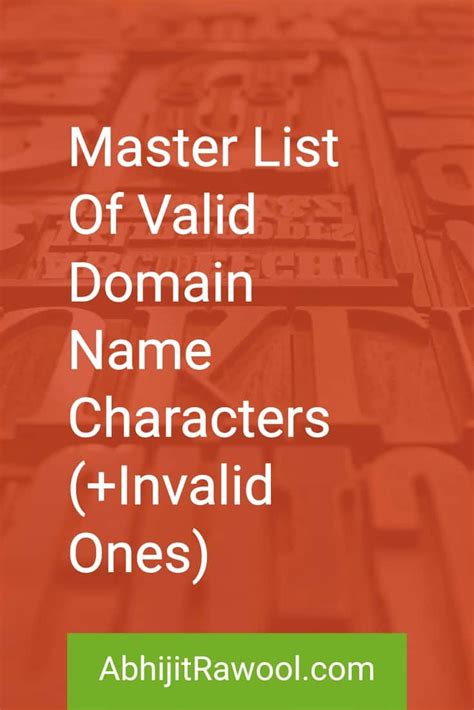 Master List Of Valid Domain Name Characters (+Invalid …