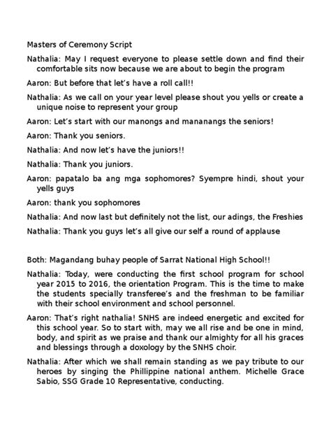 Master Of Ceremony Script For Prom