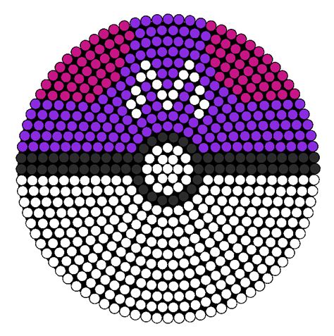 Master ball perler beads. Perler bead ironing paper. Iron. Use the photo below as a pattern to make your own pokeball on the pegboard. Place a sheet of ironing paper over top of the completed design and run a warm iron over top of the paper until the beads start to melt and fuse together. Carefully flip the creation over and cover the backside with some ironing paper. 