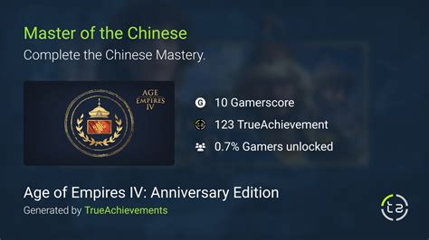 Master of the Chinese achievement in Age of Empires IV