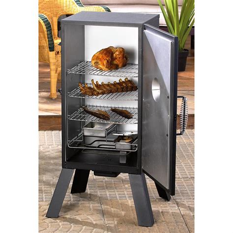 Masterbuilt electric smoker 2007 manual. 30-Inch Analog Electric Smoker with Legs. $199.99. Model: MB20070210. Remove the complication of achieving perfectly smoked bbq meats with the Masterbuilt 30-Inch Analog Electric Smoker. With an electric power source and an easy-to-use analog dial, simply plug in your smoker and set your temperature up to 275°F to begin smoking your … 