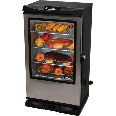 Masterbuilt MB20072918 40-Inch Digital Electric Smoker. Amazon. View On Amazon $330 View On Walmart $380 View On Basspro.com $380. This solidly built, moderately priced smoker has a generous amount of cooking surface area (970 square inches), which allows for adequate airflow in the cooking chamber.. 