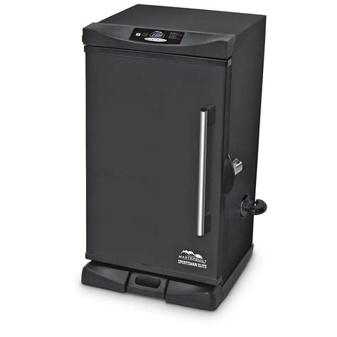 Masterbuilt sportsman elite electric smoker manual. NO WATER in the pan! Plug in your electric smoker and press the power button once to turn on. Press the temperature button and set to 275 degrees Fahrenheit. Set the timer for 180 minutes (3 hours) During the last 45 minutes, add 1/2 cup of wood chips to the chip loading tray to complete the pre-seasoning process. 
