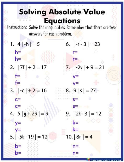 Mastering Absolute Value Equations A Comprehensive Worksheet Guide
