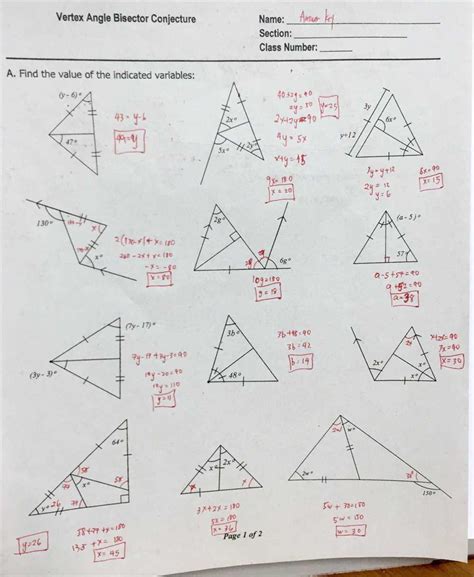Mastering Angle Bisectors A Comprehensive Worksheet with Answers (PDF