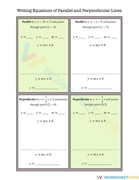 Mastering Linear Equations Parallel and Perpendicular Lines Worksheet
