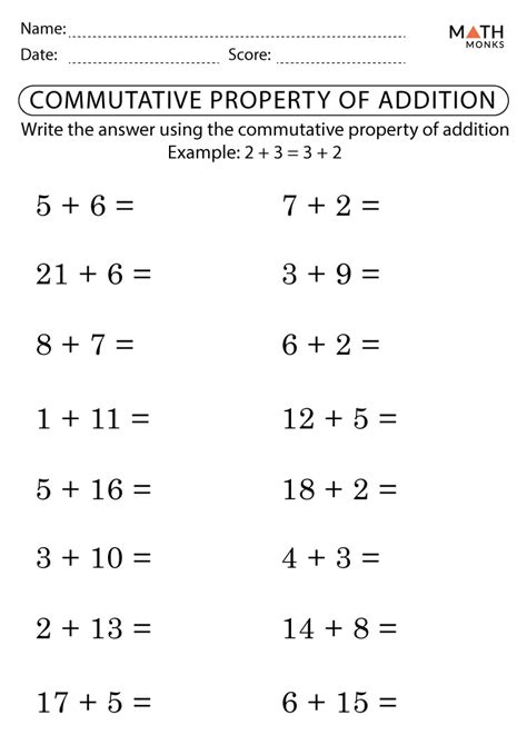 Mastering Math: Commutative Property of Addition Worksheets