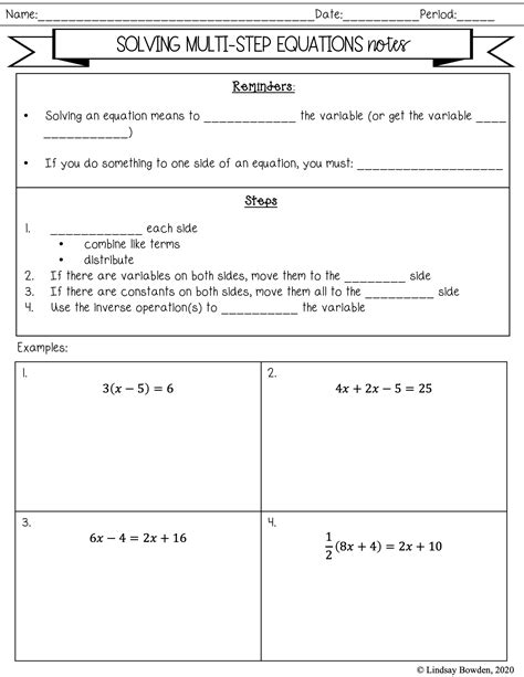 Mastering MultiStep Equations with Worksheets